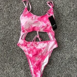 Pink Tie-Dye Women Swim One Piece